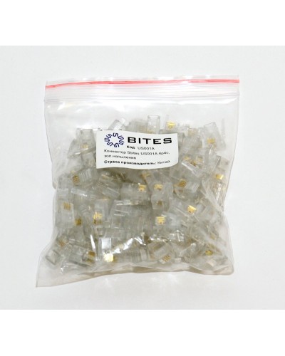 US010A (100шт). Телефонный разъем 4P4C (RJ-11). 5bites в Норильске