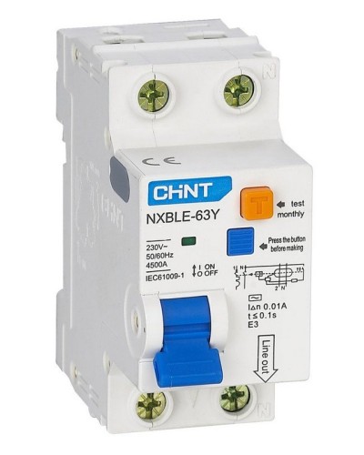 NXBLE-63Y (R) 1п+N C 6А 30мА электронный тип AC 4.5кА CHINT (105540). Автоматический выключатель дифференциального тока. CHINT в Норильске