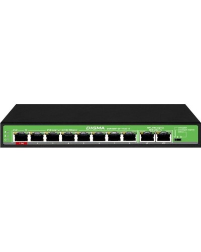 DSP208F-2F-T120 DSP208F-2F-T120 V1 (L2) 10х100Мбит/с 8PoE 8PoE+ 120W. Коммутатор с питанием по PoE. Digma в Норильске