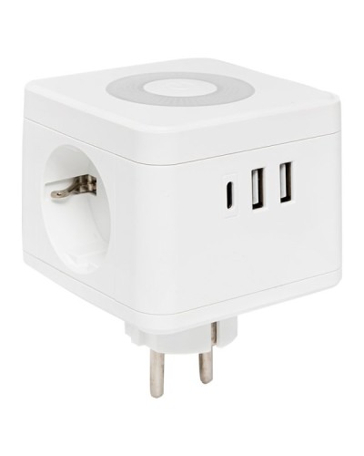 Тройник Куб 2 гнезда 2USB 2,4А+Type C + Ночник. Тройник Куб. EKF в Норильске