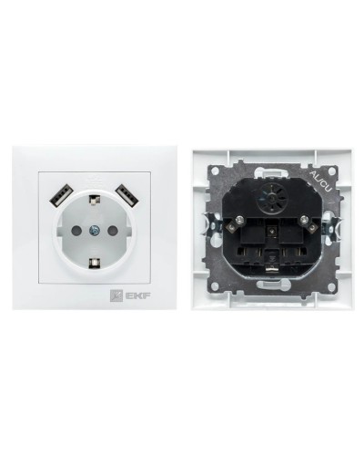 Валенсия розетка 1-местная с/з 16А (EWR16-028-10-2USB). Розетка 1-местная с/з 16А. EKF в Норильске