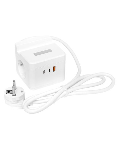 Удлинитель Куб 2 гнезда USB + 2Type C с быстрой зарядкой, подставкой под телефон и ночником 1,3 метра 1мм2. Удлинитель Куб. EKF в Норильске