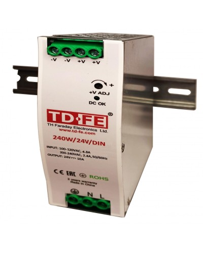 240W/24V/DIN. Источник вторичного электропитания резервированный. FARADAY в Норильске