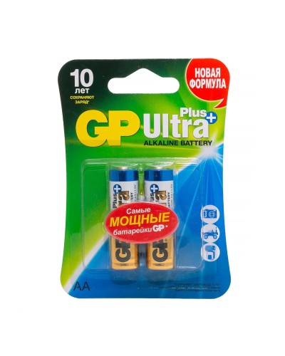 GP Ultra Plus Alkaline 15A AA (GP 15AUP-2CR2), упак. 2 шт. БЛИСТЕР. Алкалиновые батарейки. GP Batteries в Норильске