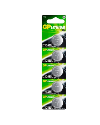 GP Lithium CR2430 (GP CR2430-2C5 100/1000), упак. 5 шт. БЛИСТЕР. Литиевые дисковые батарейки. GP Batteries в Норильске