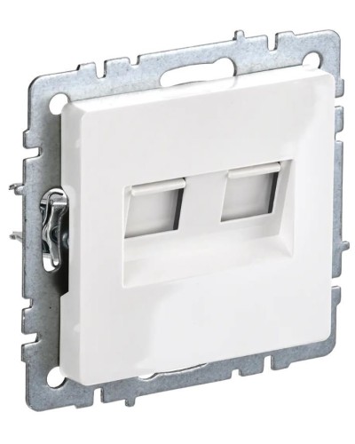Розетка RJ11+RJ45 РК/Т12-БрБ белая BRITE (BR-KT20-O-1-K01). Розетка двойная. IEK в Норильске
