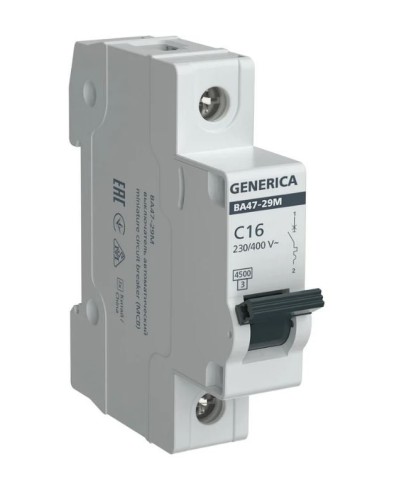 GENERICA ВА47-29М 1P C 16А 4,5кА (MVA21-1-016-C-G). Автоматический выключатель. IEK в Норильске