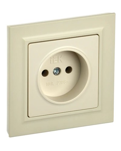 Розетка без з/к РС10-1-0-БрКр бежевый BRITE (BR-R10-10-K10). Розетка без заземления без защитных шторок. IEK в Норильске