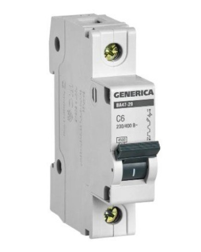 GENERICA ВА47-29 1P C 6А 4,5кА (MVA25-1-006-C). Автоматический выключатель. IEK в Норильске