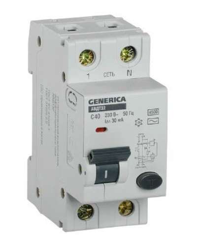 GENERICA АВДТ 32 C40 2Р 30мА (MAD25-5-040-C-30). Автоматический выключатель дифференциального тока. IEK в Норильске