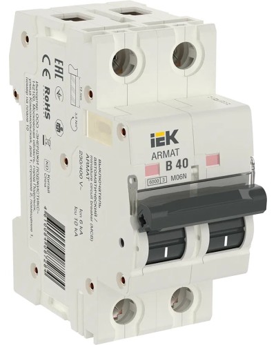 M06N 2P B 40А 6кА ARMAT (AR-M06N-2-B040). Автоматический выключатель. IEK в Норильске