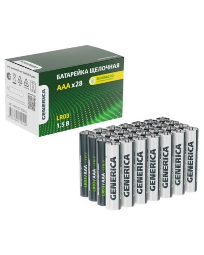 Батарейка Alkaline LR03/AAA GENERICA (28 шт) (ABT-LR03-ST-B28-G). Батарейка щелочная. IEK в Норильске