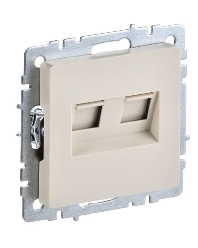 Розетка RJ45 РК10-2-БрКр кат.5E, бежевый BRITE (BR-K20-1-K10). Розетка компьютерная двойная. IEK в Норильске