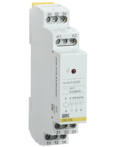 Реле промежуточное модульное OIR 3 контакта 16А 24В AC/DC (OIR-316-ACDC24V). Реле промежуточное модульное. IEK в Норильске