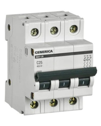 GENERICA ВА47-29 3P C 25А 4,5кА (MVA25-3-025-C). Автоматический выключатель. IEK в Норильске
