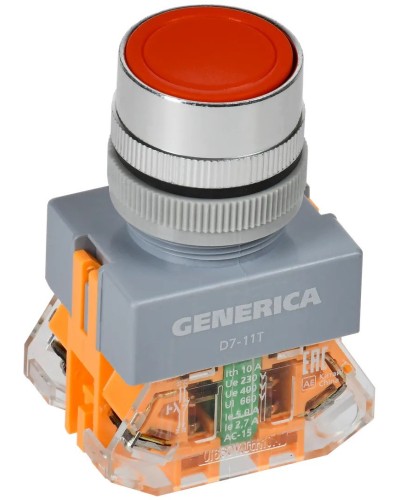 Кнопка D7-11T d=22мм красная GENERICA (BBT50-11T-3-21-K04-G). Кнопка управления с фиксацией. IEK в Норильске