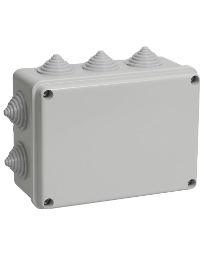Коробка распаячная КМ41241 150х110х70 открытой проводки IP44 10 гермовводов серая (UKO10-150-110-070-K41-44). Коробка распаячная безгалогенная (HF). IEK в Норильске