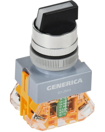Переключатель D7-20X3 на 3 положения черный GENERICA (BSW50-20X3-3-21-3-K02-G). Переключатель. IEK в Норильске