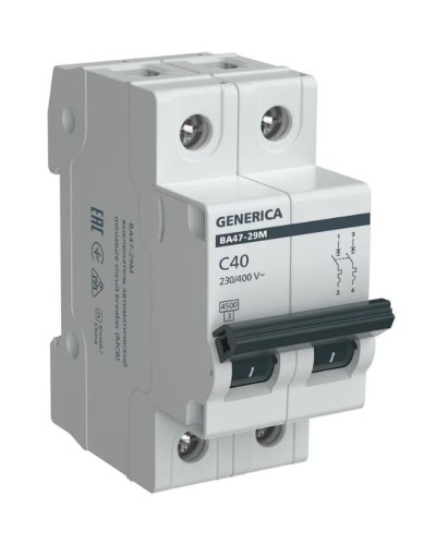 GENERICA ВА47-29М 2P C 40А 4,5кА (MVA21-2-040-C-G). Автоматический выключатель. IEK в Норильске
