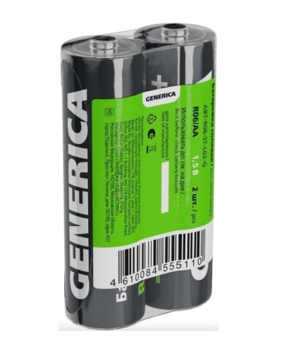 Батарейка солевая R06/AA GENERICA (2 шт) (ABT-R06-ST-L02-G). Батарейка солевая. IEK в Норильске