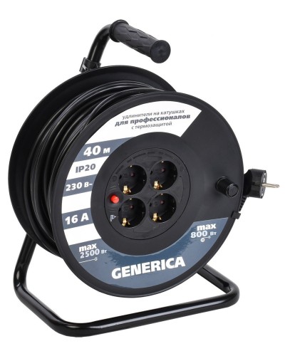 УК40 4 места 2P+PE, 40м GENERICA (WKP20-16-04-40-G). Удлинитель на катушке с термозащитой, 3х1,5кв.мм. IEK в Норильске