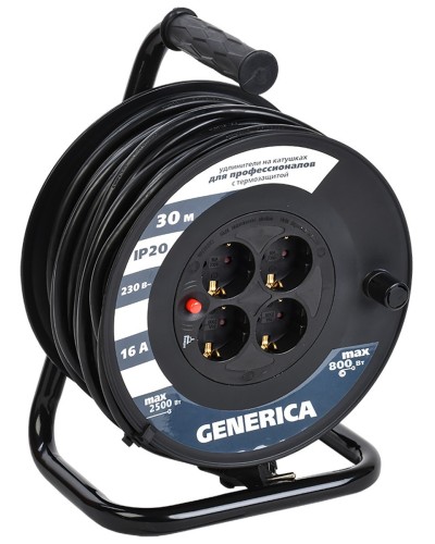УК30 4 места 2P+PE, 30м GENERICA (WKP20-16-04-30-G). Удлинитель на катушке с термозащитой, 3х1,5кв.мм. IEK в Норильске