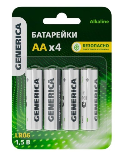 Батарейка Alkaline LR06/AA GENERICA (4 шт) (ABT-LR06-ST-L04-G). Батарейка щелочная. IEK в Норильске