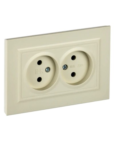 Розетка 2-местная без з/к РС12-2-БрКр бежевый BRITE (BR-R20-10-K10-F). Розетка без заземления без защитных шторок в сборе. IEK в Норильске