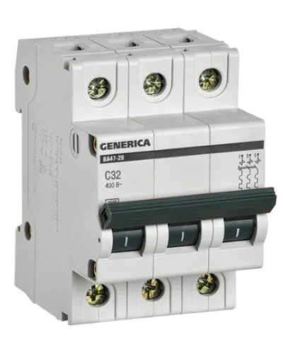 GENERICA ВА47-29 3P C 32А 4,5кА (MVA25-3-032-C). Автоматический выключатель. IEK в Норильске