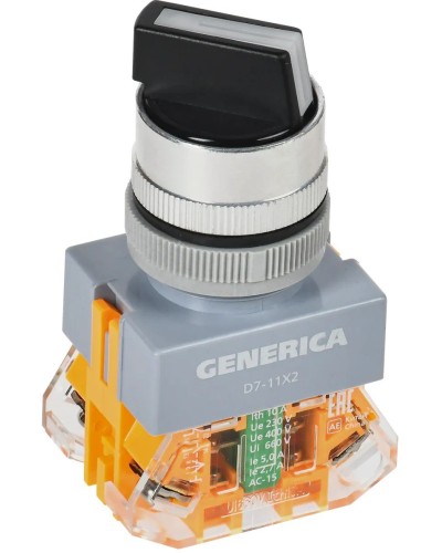 Переключатель D7-11X2 на 2 положения черный GENERICA (BSW50-11X2-3-21-2-K02-G). Переключатель. IEK в Норильске