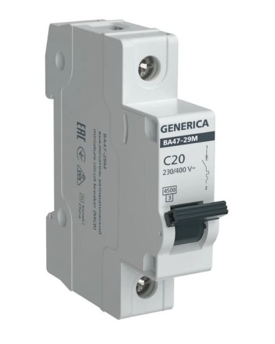 GENERICA ВА47-29М 1P C 20А 4,5кА (MVA21-1-020-C-G). Автоматический выключатель. IEK в Норильске
