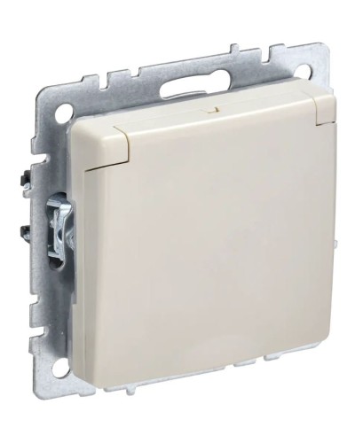 Розетка с з/к РСбш10-3-44-БрКр бежевый BRITE (BR-R16-16-44-K10). Розетка с заземлением с защитными шторками и крышкой. IEK в Норильске