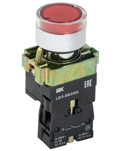 Кнопка LAY5-BW3461 с подсветкой красный 1з (BBT50-BW-K04). Кнопка с подсветкой. IEK в Норильске