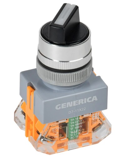 Переключатель D7-11X22 на 2 положения черный GENERICA (BSW50-11X22-3-22-2-K02-G). Переключатель с самовозвратом. IEK в Норильске