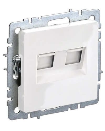 Розетка RJ45 РК10-2-БрБ кат.5E, белая BRITE (BR-K20-1-K01). Розетка компьютерная двойная. IEK в Норильске