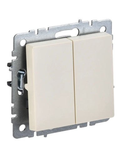 Выключатель 2-клавишный проходной ВС10-2-6-БрКр бежевый BRITE (BR-V22-0-10-K10). Выключатель. IEK в Норильске