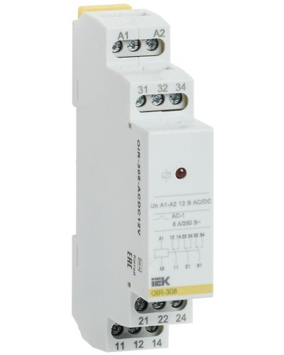 Реле промежуточное модульное OIR 3 контакта 8А 230В AC (OIR-308-AC230V). Реле промежуточное модульное. IEK в Норильске