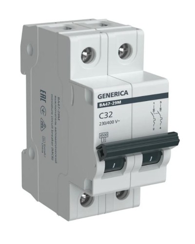 GENERICA ВА47-29М 2P C 32А 4,5кА (MVA21-2-032-C-G). Автоматический выключатель. IEK в Норильске