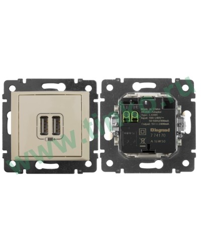 Розетка Valena двойная, USB, слоновая кость (774170). Розетка. LegranD в Норильске