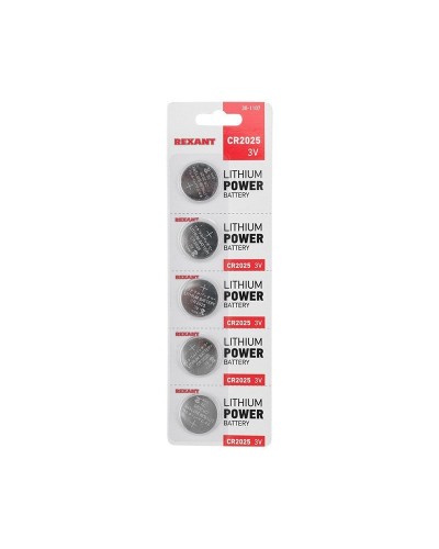 Литиевые батарейки CR2025 3 V 160 mAh (30-1107). Элемент питания. Rexant в Норильске