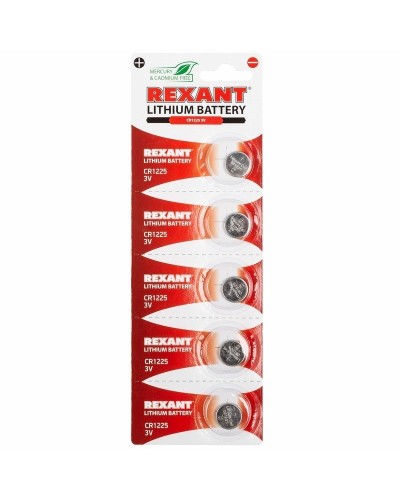 Литиевые батарейки CR1225 3 V 48 mAh (30-1103). Элемент питания. Rexant в Норильске