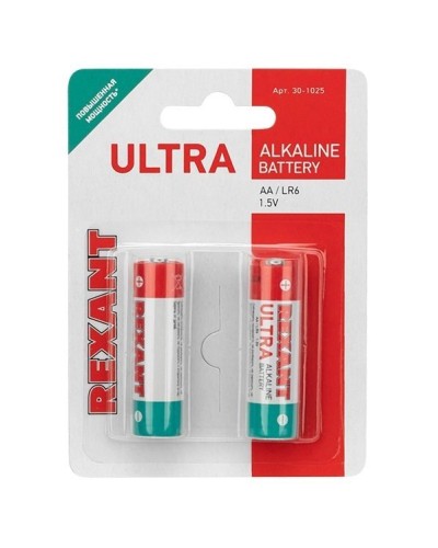 Ультра алкалиновая батарейка AA/LR6 1,5 V 2 шт. блистер REXANT (30-1025). Элемент питания. Rexant в Норильске