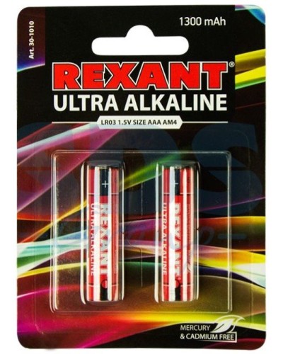 Ультра алкалиновая батарейка AAA/LR03 1,5 V 2 шт. блистер REXANT (30-1010). Элемент питания. Rexant в Норильске