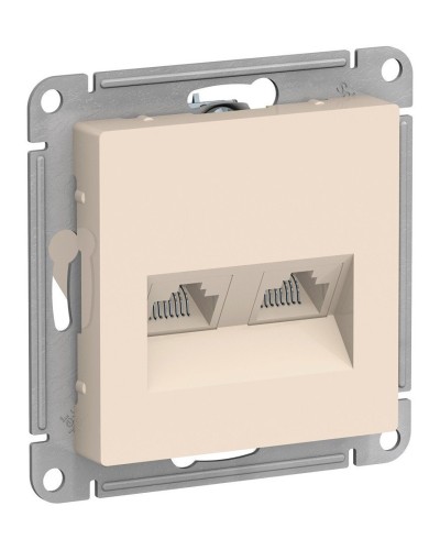 AtlasDesign розетка RJ45+RJ45, 2-местная, скрытой установки, механизм, бежевый (ATN000285). Розетка компьютерная. Systeme Electric в Норильске