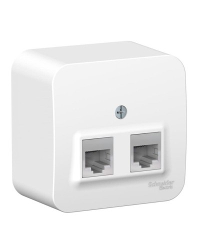 BLANCA розетка RJ11+RJ45, 2-местная, кат. 5Е, открытой установки, белый (BLNIA045111). Розетка компьютерная + телефонная с изолированной пластиной. Systeme Electric в Норильске