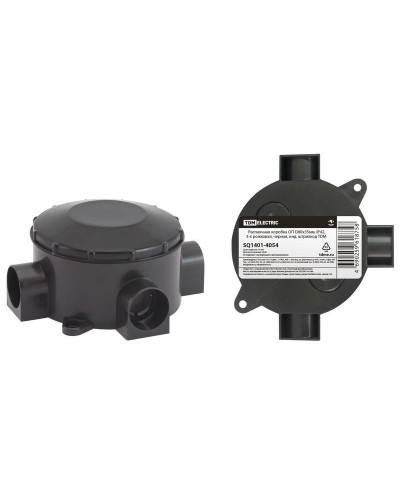 Распаячная коробка ОП D80х35мм, IP42, 3-х рожковая, черная TDM (SQ1401-4054). Распаячная коробка ОП. TDM ЕLECTRIC в Норильске