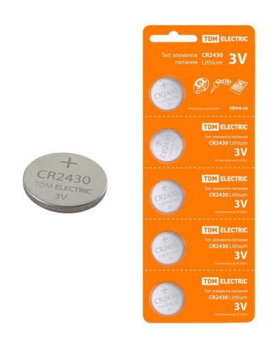 CR2430 Lithium 3V BP-5 TDM (SQ1702-0030). Элемент питания. TDM ЕLECTRIC в Норильске