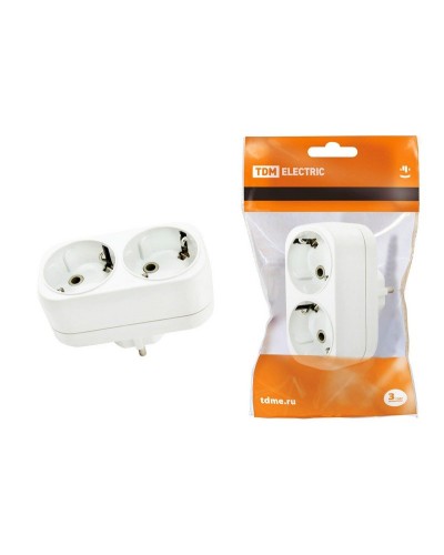 Блок на 2 гнезда 2П+З плоский 16А 250B TDM (SQ1806-0026). Розетка. TDM ЕLECTRIC в Норильске