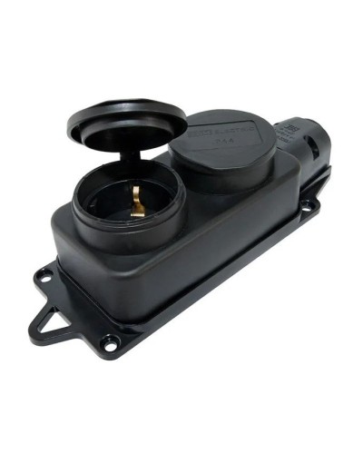 Розетка двухместная 2Р+РЕ 16А 250В IP44 (SQ0612-0010). Розетка двухместная с заглушками каучук. TDM ЕLECTRIC в Норильске