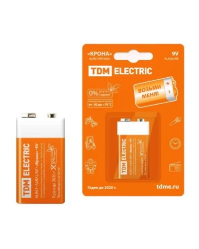 6LR61 Крона 9V BP-1 TDM (SQ1702-0013). Элемент питания. TDM ЕLECTRIC в Норильске